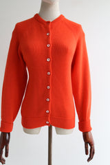 "Chilli Pepper Orange" Vintage 1960's Chilli Pepper Orange Cardigan UK 12 US 8