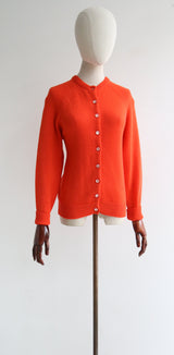 "Chilli Pepper Orange" Vintage 1960's Chilli Pepper Orange Cardigan UK 12 US 8