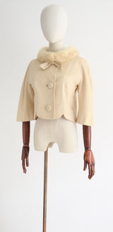 "Cream Lilli Ann" Vintage 1960's Cream Wool Lilli Ann Jacket UK 10 US 6