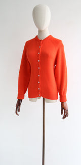 "Chilli Pepper Orange" Vintage 1960's Chilli Pepper Orange Cardigan UK 12 US 8