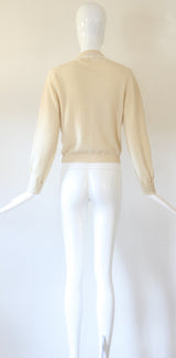 "Soutache & Cashmere" Vintage 1950's Cream Cashmere & Soutache Cardigan UK 12 US 8