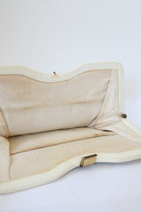 "Embroidered Leather" Vintage 1950's Cream Leather Embroidered Clutch Bag