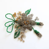 "Beaded Florals" Vintage 1940's Beaded Wire Floral Brooch