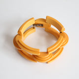 "Curved Bakelite" Vintage 1940's Statement Yellow Curved Bakelite Bracelet
