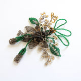 "Beaded Florals" Vintage 1940's Beaded Wire Floral Brooch