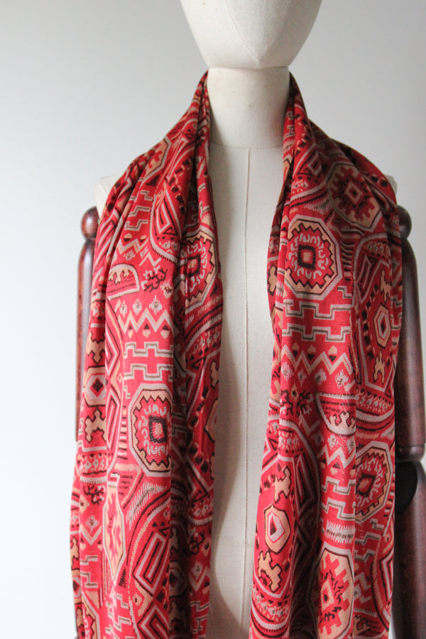 "Silk Geometry" Vintage 1920's Silk Jersey Geometric Print Scarf