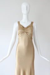 "Just Gold" Vintage 1930's Gold Satin Gown & Jacket Ensemble UK 6-8 US 2-4