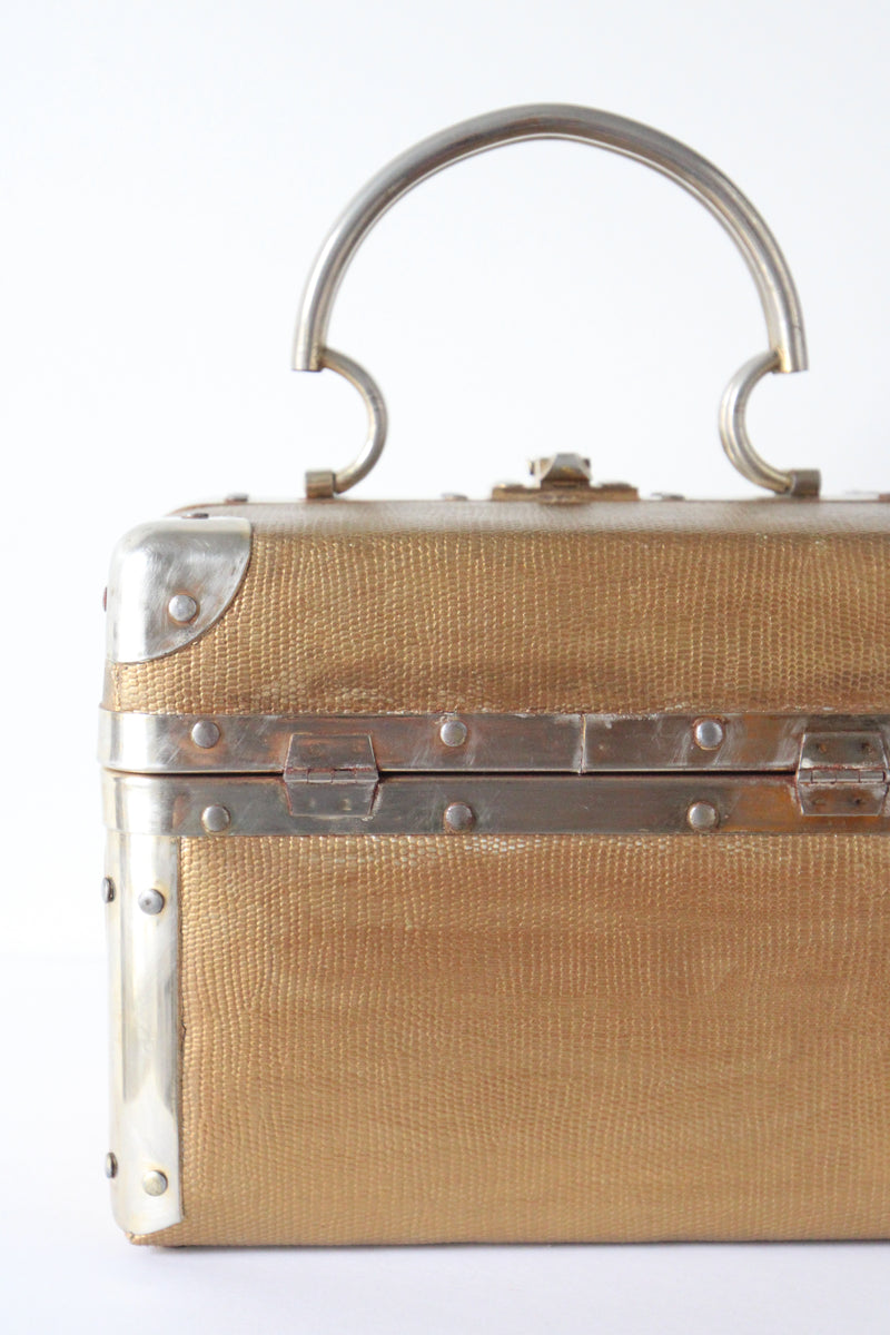 "Textured Gold Dellil" Vintage 1960's Textured Gold & Silver Box Bag