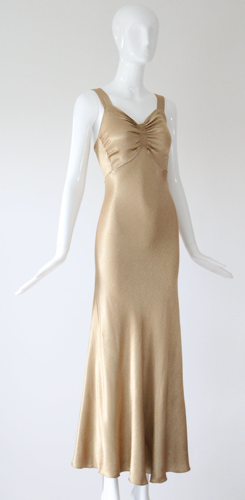 "Just Gold" Vintage 1930's Gold Satin Gown & Jacket Ensemble UK 6-8 US 2-4