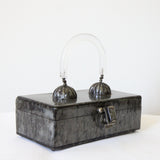 "Scalloped Domes" Vintage 1950's Grey Marbled Lucite Box Bag