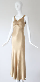 "Just Gold" Vintage 1930's Gold Satin Gown & Jacket Ensemble UK 6-8 US 2-4