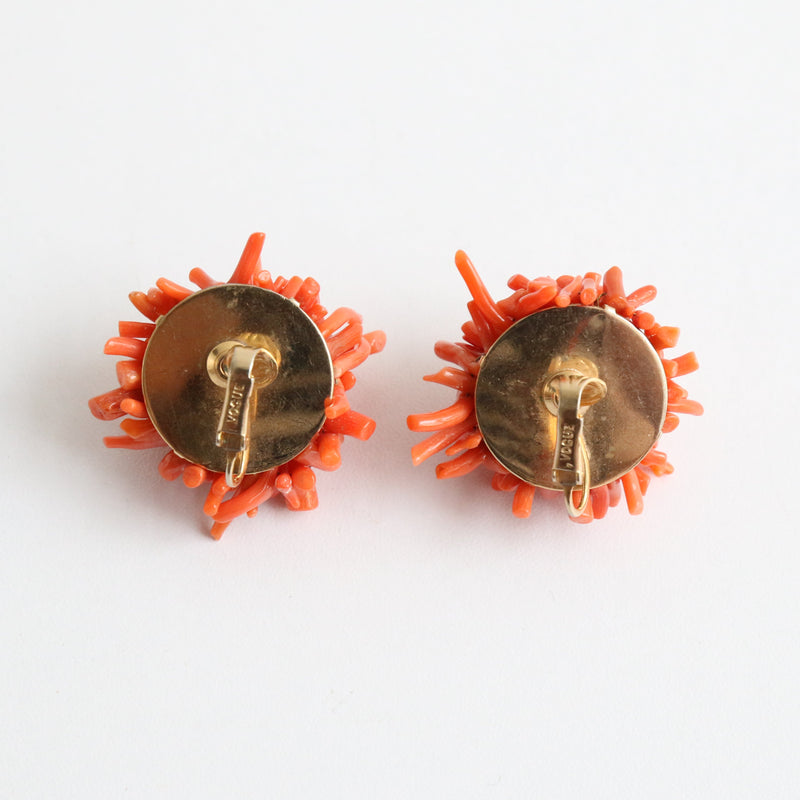 "Coral Clusters" Vintage 1950's Statement Coral Clip On Earrings