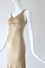 "Just Gold" Vintage 1930's Gold Satin Gown & Jacket Ensemble UK 6-8 US 2-4
