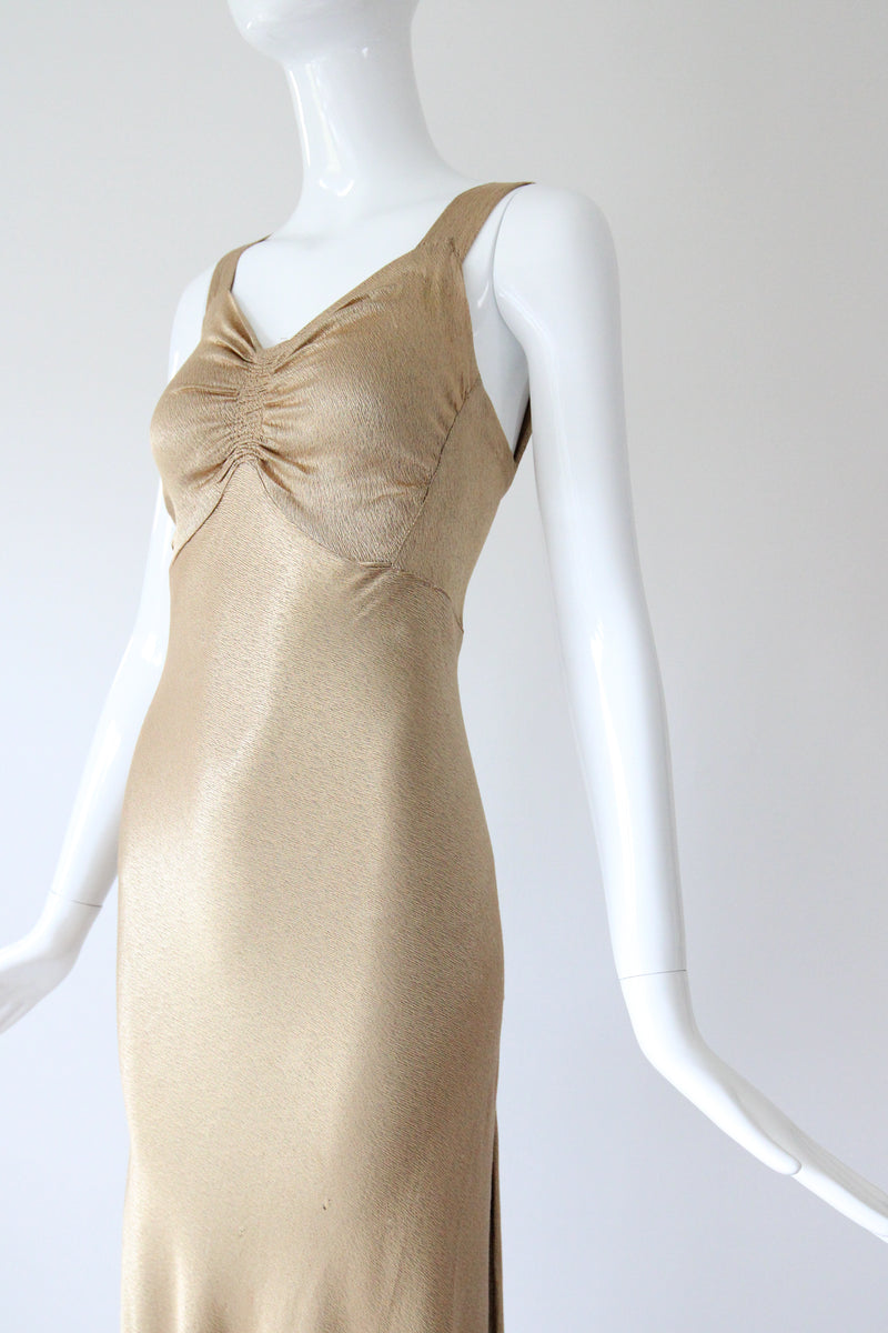 "Just Gold" Vintage 1930's Gold Satin Gown & Jacket Ensemble UK 6-8 US 2-4