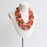 "Marbled Sunset" Vintage 1950's Glass Bead Multi-Strand Necklace