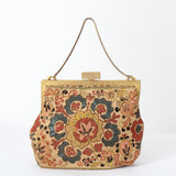 "Painted Florals" Vintage 1930's Painted & Embroidered Handbag