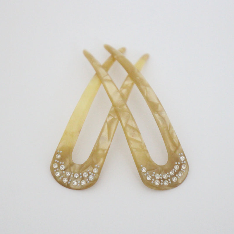 "Pearlescent Lucite & Rhinestones" Vintage 1930's Lucite & Rhinestone Hair Pins