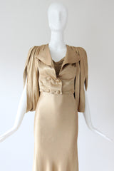 "Just Gold" Vintage 1930's Gold Satin Gown & Jacket Ensemble UK 6-8 US 2-4