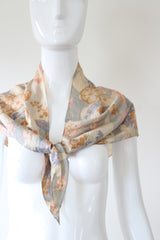 "Muted Florals" Vintage 1930's Pongee Silk Neck Scarf
