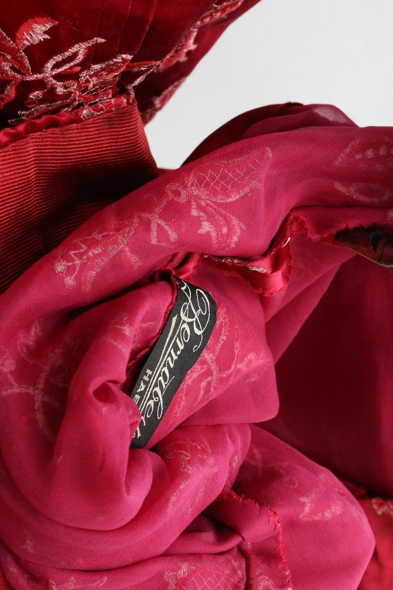 "Venetian Red Satin & Lamé" Vintage Late 1950's Red Satin & Lamé Embroidered Gown UK 8-10 US 4-6