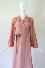 "Blush Ossie Clark" Vintage 1970's Blush Pink Moss Crepe Ossie Clark Dress UK 8-10 US 4-6