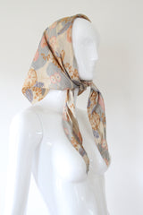 "Muted Florals" Vintage 1930's Pongee Silk Neck Scarf