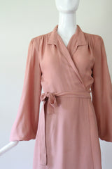 "Blush Ossie Clark" Vintage 1970's Blush Pink Moss Crepe Ossie Clark Dress UK 8-10 US 4-6