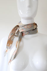 "Muted Florals" Vintage 1930's Pongee Silk Neck Scarf