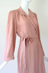 "Blush Ossie Clark" Vintage 1970's Blush Pink Moss Crepe Ossie Clark Dress UK 8-10 US 4-6