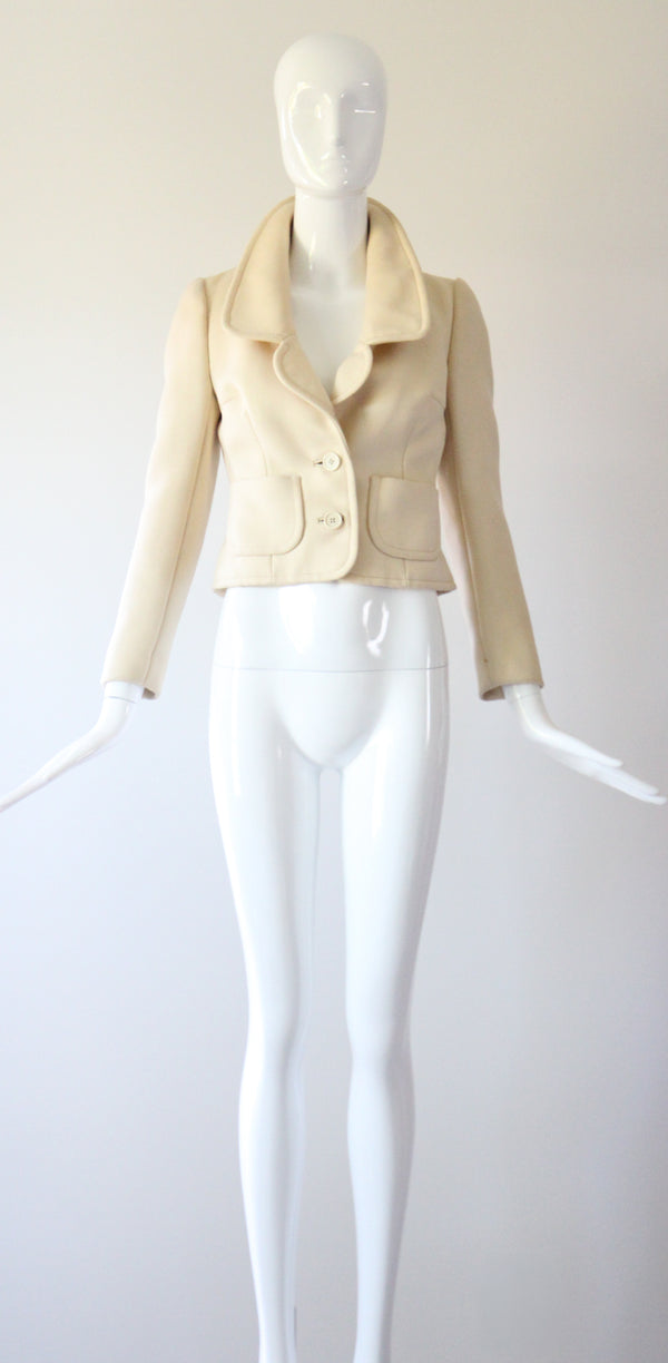 "Tailored Dior" Vintage 1960's Cream Wool Christian Dior Jacket UK 8 US 4