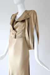 "Just Gold" Vintage 1930's Gold Satin Gown & Jacket Ensemble UK 6-8 US 2-4