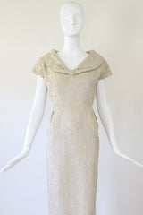 "Stone & Silver Soutache" Vintage 1950's Stone & Silver Soutache Embellished Dress UK 10 US 6