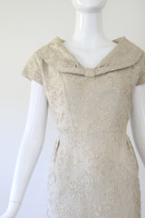 "Stone & Silver Soutache" Vintage 1950's Stone & Silver Soutache Embellished Dress UK 10 US 6