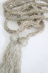 "Silver Lariat" Vintage 1960's Silver Beaded Lariat Necklace