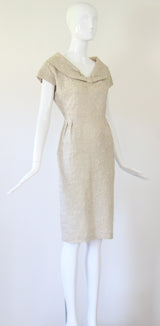 "Stone & Silver Soutache" Vintage 1950's Stone & Silver Soutache Embellished Dress UK 10 US 6