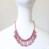 "Pink Tulips" Vintage 1940's Pink Glass Floral Necklace