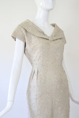 "Stone & Silver Soutache" Vintage 1950's Stone & Silver Soutache Embellished Dress UK 10 US 6