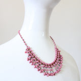 "Pink Tulips" Vintage 1940's Pink Glass Floral Necklace
