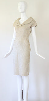 "Stone & Silver Soutache" Vintage 1950's Stone & Silver Soutache Embellished Dress UK 10 US 6