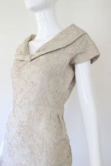 "Stone & Silver Soutache" Vintage 1950's Stone & Silver Soutache Embellished Dress UK 10 US 6