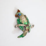 "Enamel Parrot" Vintage 1930's Enamel & Marcasite Parrot Brooch