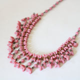 "Pink Tulips" Vintage 1940's Pink Glass Floral Necklace