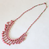 "Pink Tulips" Vintage 1940's Pink Glass Floral Necklace