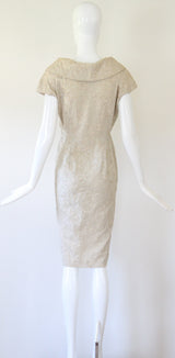 "Stone & Silver Soutache" Vintage 1950's Stone & Silver Soutache Embellished Dress UK 10 US 6