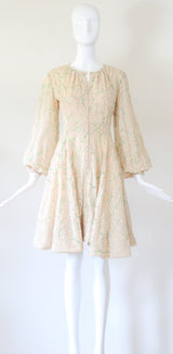 "Flocked Daisies" Vintage 1960's Cotton Organza Flocked Daisy Dress US 6 UK 10