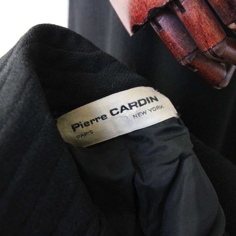 "Pierre Cardin" Vintage 1960's Black Pleated Wool Pierre Cardin Skirt Suit UK 12 US 8