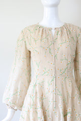 "Flocked Daisies" Vintage 1960's Cotton Organza Flocked Daisy Dress US 6 UK 10