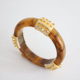 "Marbled Butterscotch" Vintage 1940's Marbled Butterscotch Bakelite & Gold Bangle