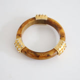 "Marbled Butterscotch" Vintage 1940's Marbled Butterscotch Bakelite & Gold Bangle
