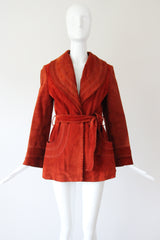 "Burnt Sienna" Vintage 1960's Burnt Sienna Suede Coat UK 8-10 US 4-6